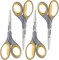 Soft Handle Titanium Bonded Scissors For Office & Home, Gray/Yellow, 4 Pack